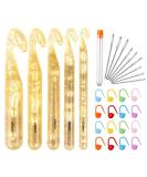 34 Pcs Large Crochet Hooks Set - Chunky Yarn Needles for Carpets & Scarves - Yellow - Buy Online on GoSupps.com
