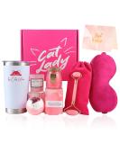 Cat Lover Gift Set - 20oz Tumbler Aromatherapy Candle Jade Roller & More in Adorable Cat Lady Box - Buy Online on GoSupps.com