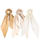 3PCS Hair Scarf Scruncheis for Women Knotted Bow Hair Ties Elastic Bands Satin Hair Ribbon Scrunchy Red Ponytail Holder for Women and Girls (Camel Apricot Ivory) - Buy Online on GoSupps.com