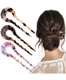 Vintage Cellulose Acetate French Hair Sticks Set - 3 PCS U Shape Hair Clips for Women and Girls with Long Thick Hair (Sawtooth Design) - Buy Online on GoSupps.com