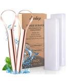 Easkep Tongue Scraper - 2 Pack Stainless Steel Tongue Cleaner with Carrying Bag for All Ages - Gold - Buy Online on GoSupps.com