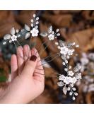Edary Bridal Wedding Flower Hairpins - Pearl Jewelry & Silver Hair Clips for Women & Girls (5 Pack) | International Shipping - Buy Online on GoSupps.com