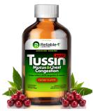 Reliable-1 Laboratories Tussin: Adult Strength Mucus & Chest Congestion Relief - Alcohol & Sugar Free Guaifenesin Liquid - Natural Cherry Flavor - Buy Online on GoSupps.com