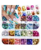 2 Boxes 24 Colors Chameleon Holographic Glitter Mermaid Nail Art Sequins 3D Flakes Laser Gradient Nail Glitter Design Shiny Glitters Powder Accessories for Women Manicure DIY Nail Art Decorations - Buy Online on GoSupps.com