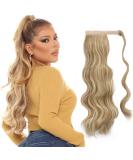 FESHFEN Long Wavy Ponytail Extensions 60cm Body Wavy Wrap Around Hair Ponytails Curly Clip in Synthetic Hairpieces for Women Girls Light Ash Brown & Bleach Blonde 60 cm (Pack of 1) Light Ash Brown & Bleach Blonde - Buy Online on GoSupps.com