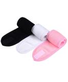 Queta Adjustable Terry Cloth Hair Band for Makeup - 3 Pack (Black White Pink) | Cosmetic Headband with Velcro Fastener - Buy Online on GoSupps.com