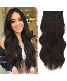 Feshfen Clip-In Hair Extensions - 4PCs 50cm Wavy Synthetic Hair 180g Black-Brown Full-Head Volume for Women - Buy Online on GoSupps.com