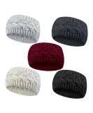 Winter Knit Headband Set - 5pcs Thermal Elastic Twist Turban Hairbands in Black, Beige, Purple, Dark Gray & Light Gray - Women's Crochet Head Wraps for Ear Warmth - Buy Online on GoSupps.com