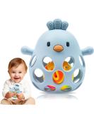 Farout Silicone Baby Bassinet Chicken BPA-Free Bite Ring | Cooling Tooth Aid & Montessori Rattle for Sensory Development | Baby Chewing Toy - Blue - Buy Online on GoSupps.com