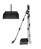 Niubya Extra Large Dog Pooper Scooper with Long Handle - Metal Pet Poop Tray and Rake Set for Large and Small Dogs on Dirt, Gravel, Lawns, and Grass - Silver/Black - Buy Online on GoSupps.com