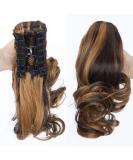 SEGO Ponytail Extension - Pfervie Hair Part Wavy Top Piece Dark Brown & Sandy Blonde 110G-12 (30cm) - voluminous real hair look - Buy Online on GoSupps.com