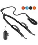 Slowton Double Linen Dog Leash for 2 Dogs 360 Rotatable Reflective Shock-Damping Padded Handles - Comfort for Small & Medium Dogs (3-16kg) - Black - Buy Online on GoSupps.com