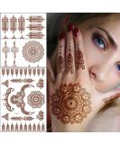 Brown Henna Temporary Tattoo Stickers - 6 Sheets Luxury Mandala Flower Design - Buy Online on GoSupps.com