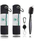 Hoverolf Golf Towel (16 X 16) with Golf Club Brush | Soft & Absorbent Microfiber | Thick Trifold Waffle Pattern | Convenient Attachment | For Men's Golf Bags | Black - Buy Online on GoSupps.com