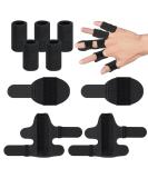 Adjustable Finger Support Brace - 2-Piece Finger Rails & 5-Piece Protection for Sprains Arthritis & Swollen Fingers - Lollanda - Black - Buy Online on GoSupps.com