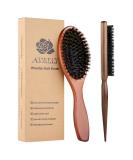 Wild Boar Brass Brush Set - Aisely 2-Piece Sleek Bun & Wooden Hair Brush for Reduced Breakage & Frizz | Professional Quality Boar Bristle | International Shipping - Buy Online on GoSupps.com