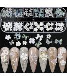 60pcs Flower Nail Art Charms Decoration | Glitter Butterfly & White Flower Decals | 3D Nail Stickers for Women - Buy Online on GoSupps.com