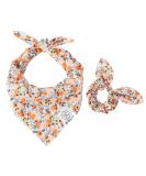 Flower Dog Bandana & Scrunchie Set for Pet & Owner | Birthday Gifts | Large Orange Flower Design - Buy Online on GoSupps.com
