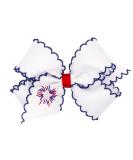 Girls' Patriotic 4th of July Moonstitch Grosgrain Bow on No-Slip Clip - Fireworks Medium - Buy Online on GoSupps.com