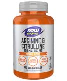 Now Foods Arginine & Citrulline Veg Capsules - Performance-Enhancing Amino Acids - Buy Online on GoSupps.com
