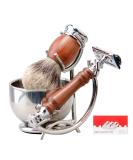 Grandslam Safety Razor Shaving Kit for Men - Pure Badger Hair Brush Rosewood Handle Razor Stainless Steel Stand & Large Bowl with 10 Blades - International Shipping Available - Buy Online on GoSupps.com
