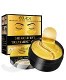 24K Gold Eye Mask Under Eye Gel Patches with Collagen - 60 Pieces | Reduce Puffiness, Dark Circles, and Wrinkles | Eye Bags Treatment - Buy Online on GoSupps.com