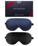 Silk-sleep mask 2-pack eye mask made of 100% real natural pure silk with adjustable straps eye mask for sleeping Beevine's eye sleep protection for yoga trips blocks light 03 black & blue - Buy Online on GoSupps.com