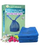 500 Count Disposable Baby Diaper Bags with Fresh Baby Powder Scent | Easy Tie Handles | Multi-use for Pet Waste Disposal & Sanitary Pads - Blue - Buy Online on GoSupps.com