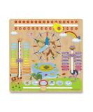Woodywood Calendar Watch for Children - Bilingual Montessori Learning Clock in Wood - 30x30 cm - Teach Time Date & More Ideal Gift for Kids - Buy Online on GoSupps.com