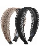Elegant Lace Headbands for Women & Girls - 2 Piece Vintage Floral Wide Headwraps (Black Brown) | International Shipping - Buy Online on GoSupps.com
