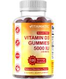 Vitamatic Sugar Free Vitamin D3 5000 IU Gummies - 120 Pectin Based - Healthy Bones & Immune Support - Non-GMO - 120 Servings - Buy Online on GoSupps.com
