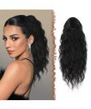 Feshfen 45 cm Black Ponytail Hair Extension - Wavy Clip-In Braid for Women - Synthetic Long Waves - Buy Online on GoSupps.com