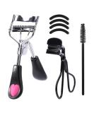 4 in 1 Eyelash Curler Kit for Women - Black Lash Curler Comb Eyebrow Brush & 4 Refill Pads for Perfect Curved Eyebrows - Buy Online on GoSupps.com