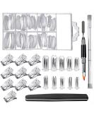100 Dual Forms Nail Tips Kit - UV Acrylic & Polygel Shapes with Gel Brush | Artificial Nail Extension for DIY Manicure - Buy Online on GoSupps.com