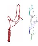 Majestic Ally 1/4" Rope 4 Knot Stiff Polyester Training Halter with 10 Matching Lead Rope for Horses Full (Red Full) Red Full - Buy Online on GoSupps.com