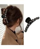 Black Pearl Hair Claw Clip: Elegant Acrylic Hairpin for Women - Large Size Ornamental Banana Barrette with Geometric Rhinestones - 1Pcs - Buy Online on GoSupps.com