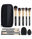 MAANGE 10-Piece Travel Makeup Brushes Set with Case - Foundation Kabuki Blush Eyeshadow Brushes, Sponge, and Cleaner (Blackgold) - Buy Online on GoSupps.com