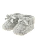 Glamour Girlz Newborn Satin Bow Cable Knit Booties 0-3 Months - Grey - Buy Online on GoSupps.com