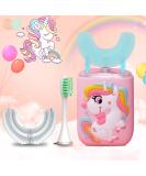 RZM Kids Automatic Sonic Toothbrush Set - 2 U-Shaped & 1 Regular Brush Head | Six Cleaning Modes | Pink Unicorn Design - Buy Online on GoSupps.com
