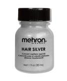 Mehron Makeup Hair Silver with Brush - 1 oz | Premium Hair Color for Special Effects & Costumes - Fast Worldwide Shipping - Buy Online on GoSupps.com