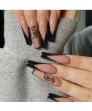 RikView Dragon Design Long Coffin Fake Nails - Black Acrylic Nails - Buy Online on GoSupps.com