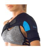 Shoulder Brace for Women and Men - Support for Rotator Cuff, AC Joint Pain Relief, Dislocated Shoulder - Compression Sleeve Arm Immobilizer with Ice Pocket and Stability Strap - Blue S/M - Free Extension | Left-Right - Buy Online on GoSupps.com