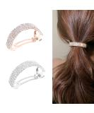 2Pcs Crystal Rhinestone Hair Clips Sparkly Diamante Hair Clips for Women Girls Ponytail Hair Clips Hair Accessories for Wedding(Rose Gold Silver) - Buy Online on GoSupps.com
