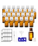 Brown Glass Dropper Bottles Set - 28pcs 10ml Empty Essential Oil Containers with White Lids | Perfect for Perfume & Fragrance Samples - Buy Online on GoSupps.com