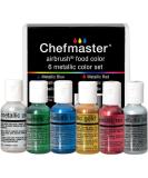 Chefmaster Metallic Airbrush Kit - 6 Pack Food Coloring for Vibrant Designs - Fade-Resistant Sheen - Works with Any Airbrush Tool - Made in the USA - Buy Online on GoSupps.com