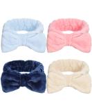 GOTH Perhk 4 Pack Spa Bowknot Hair Bands Coral Fleece Makeup Headband Elastic Head Wrap for Washing Face Shower Yoga Sports Skincare(Beige Pink Blue Navy Blue) - Buy Online on GoSupps.com