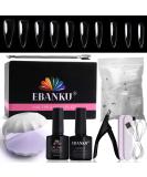 EBANKU 6-in-1 Nail Tips and Glue Gel Kit with 500Pcs Long Coffin Fake Nails - UV LED Nail Lamp, Acrylic Nail Kit for Fast DIY Manicure - Buy Online on GoSupps.com