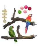 Allazon 4-Piece Bird Toys Set - Natural Wood Seat Rods & Grape Stick Swing for Parrots - Best Bird Play Accessories - Buy Online on GoSupps.com