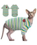 Breathable Summer T-Shirts for Hairless Cats | Soft Skin-Friendly Cotton Vests & Pajamas for Sphynx Cornish Rex & Devon Rex - XXL Green - Buy Online on GoSupps.com