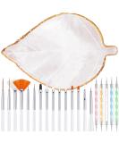 21-Piece Nail Art Tools Kit: Resin Palette, Leaf Shape Mixing Palette, 20 Design Brushes, Golden Edge Holder | Nail Gel Polish Mixing Pallet - White - Buy Online on GoSupps.com